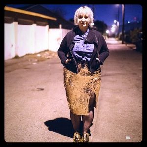 Rose Gold Sequin Boohoo Skirt Size 16